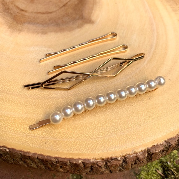 LAST 1 Set Pearl hair clips barrettes Bobby pins - Picture 4 of 7